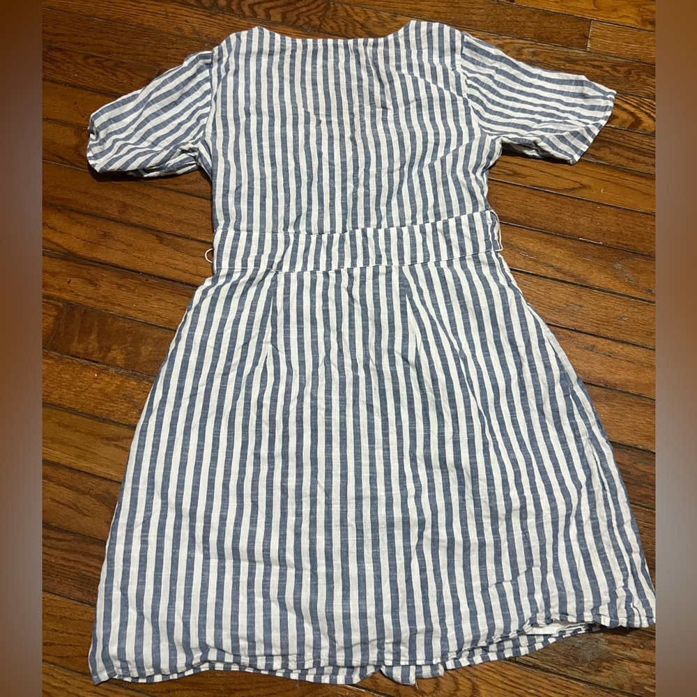 Abercrombie & Fitch Navy and White Vertical Stripe Midi Dress - Picture 2 of 11